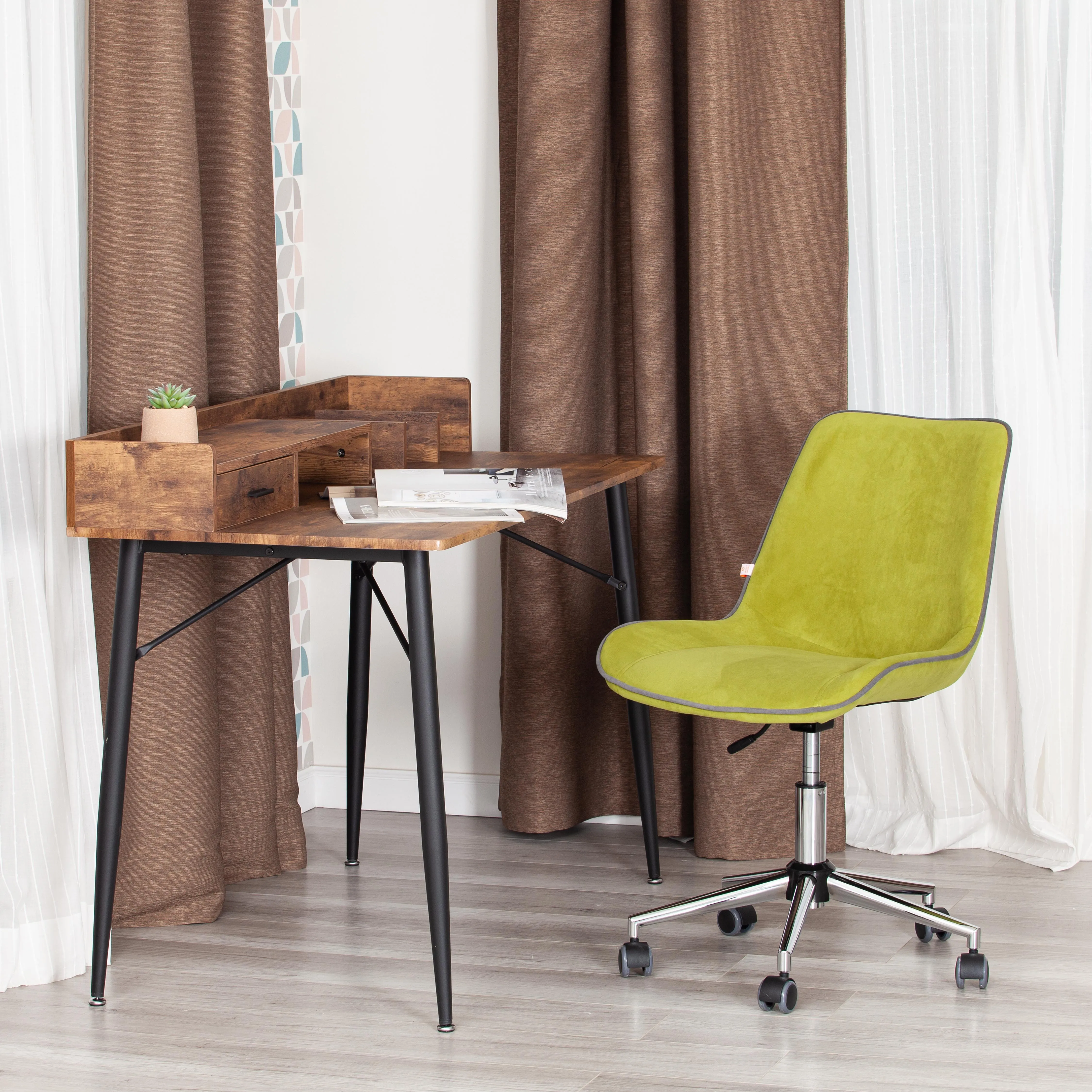 Кресло офисное STYLE флок оливковый