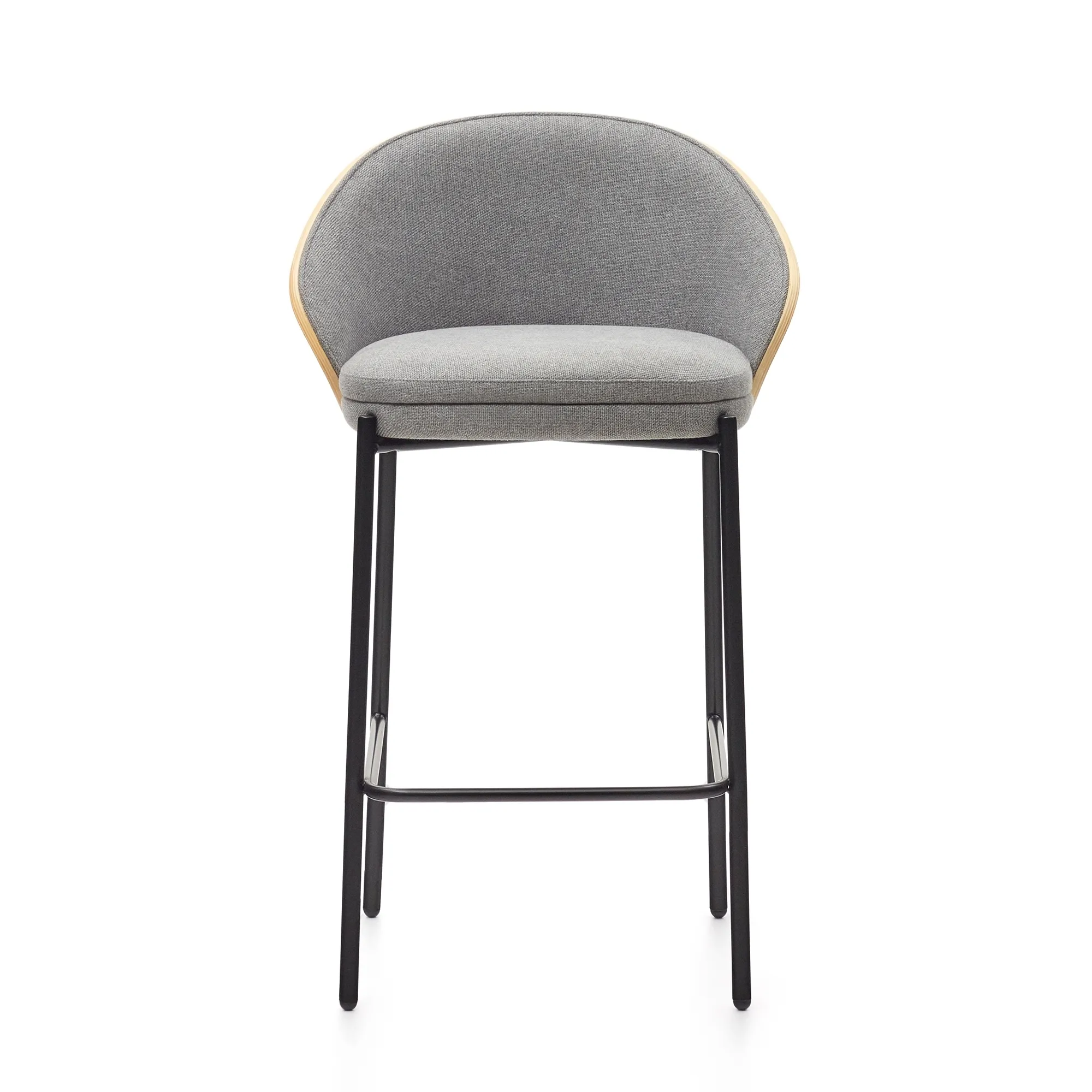 Барный стул La Forma Eamy светло-серый с отделкой из шпона ясеня 178070