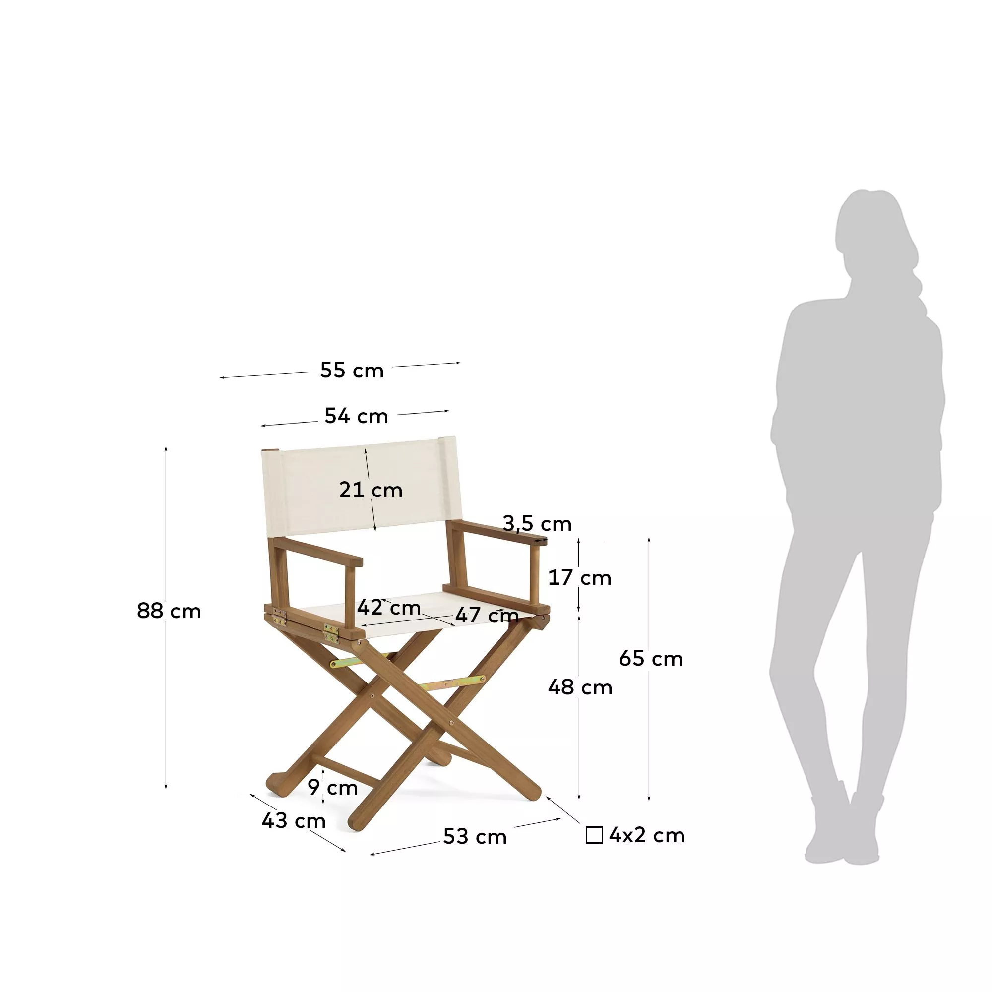 Складной стул La Forma Dalisa из массива акации белый