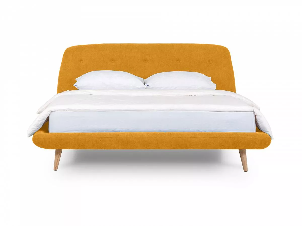 Кровать с мягким изголовьем Loa 160x200 желтый 464186