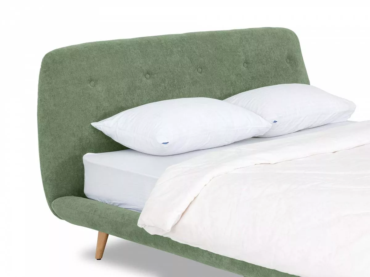 Кровать с мягким изголовьем Loa 160x200 зеленый 468176