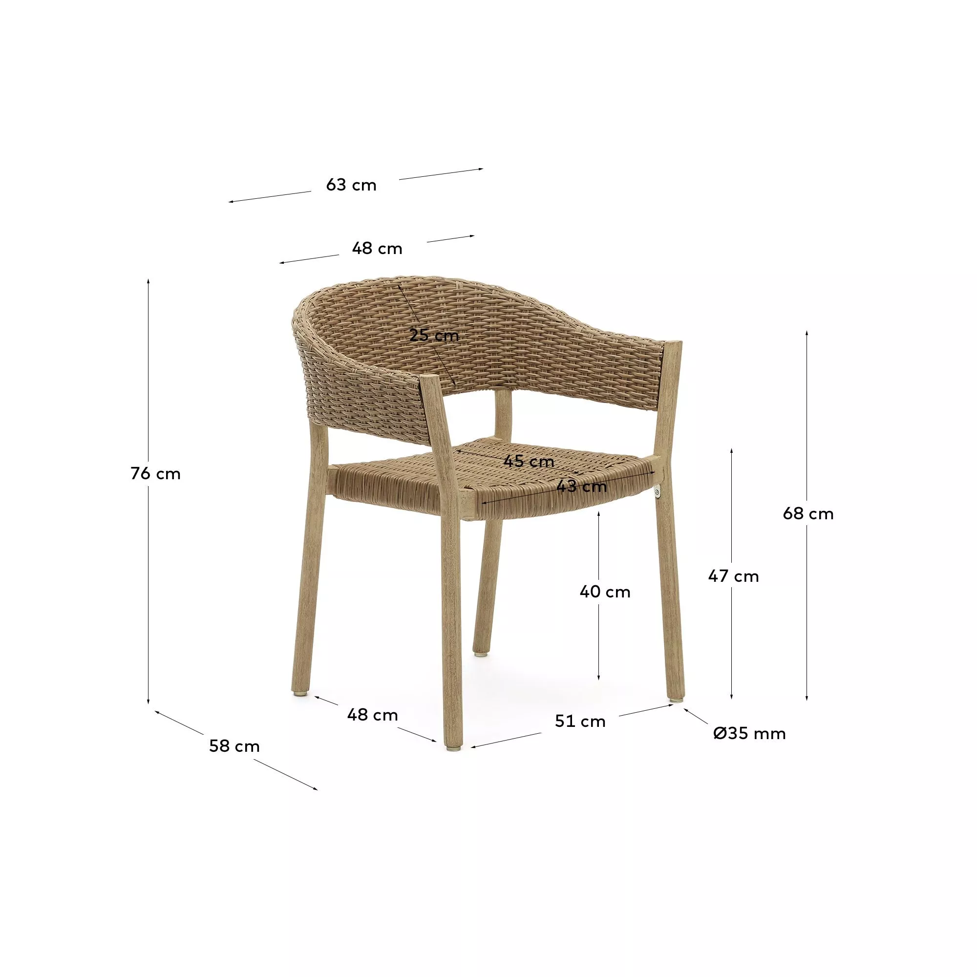 Садовый стул La Forma Pola массив эвкалипта и искусственный ротанг