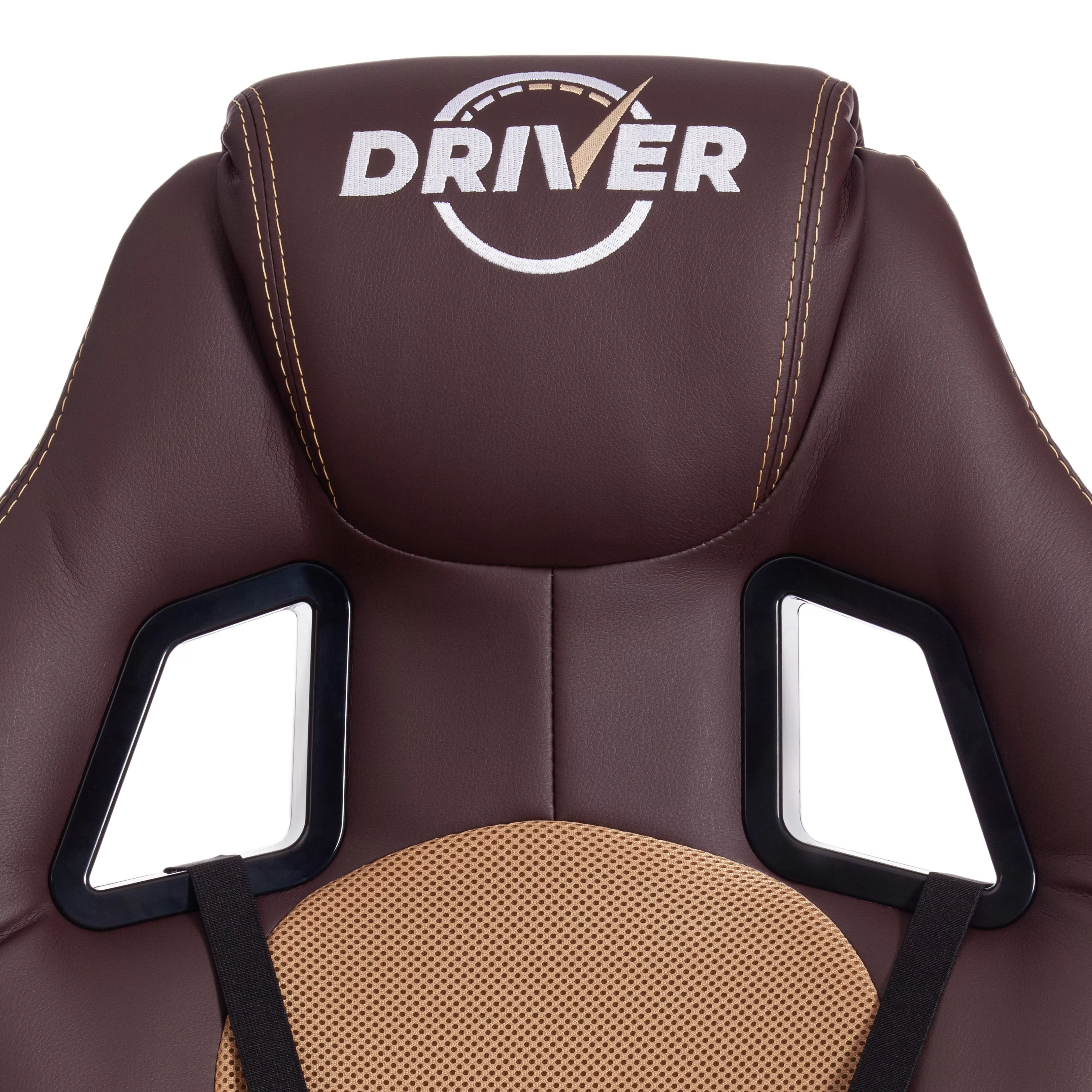 Кресло DRIVER (22) экокожа коричневый / бронза