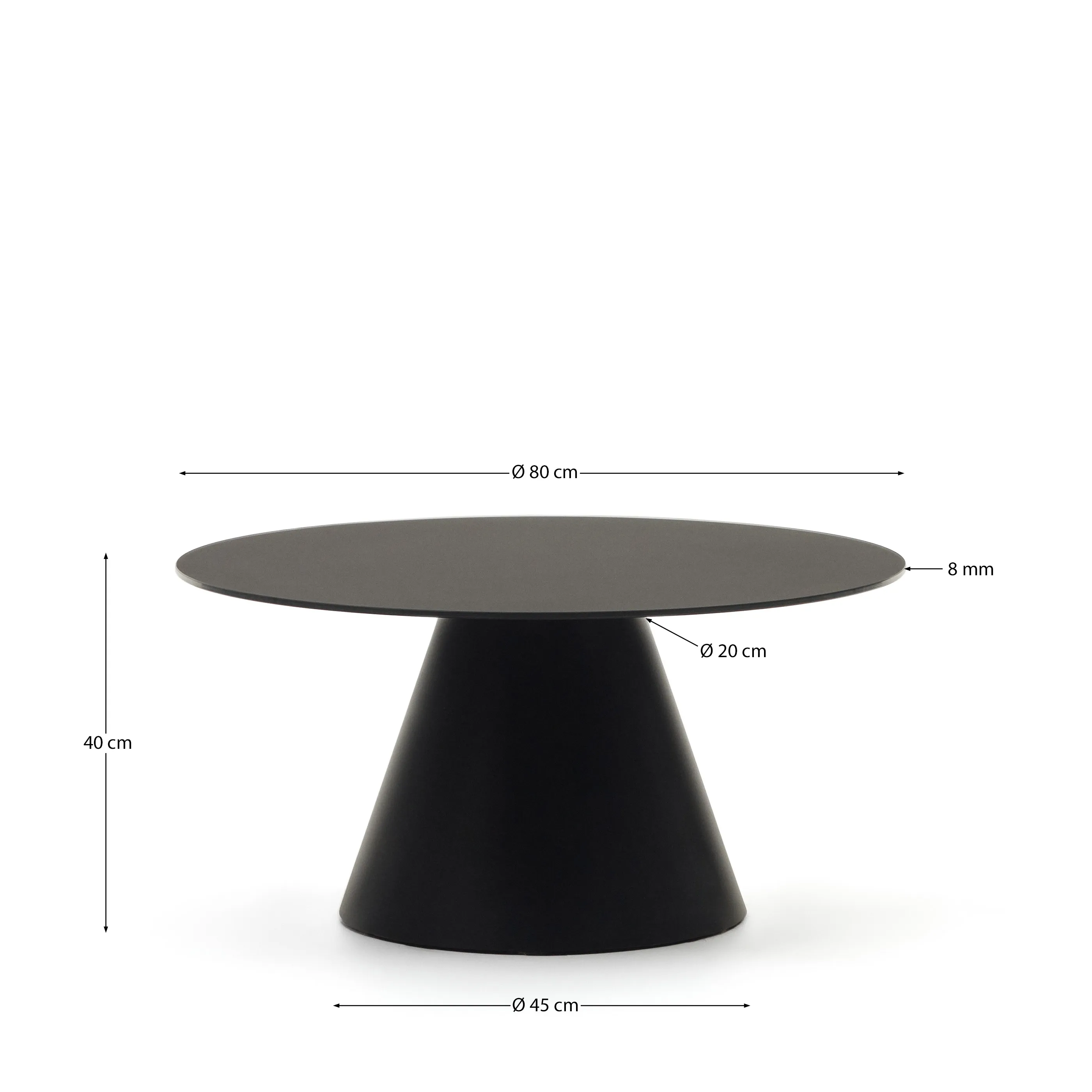Журнальный столик La Forma Wilshire закаленное стекло и матовый черный металл 80 см 160566