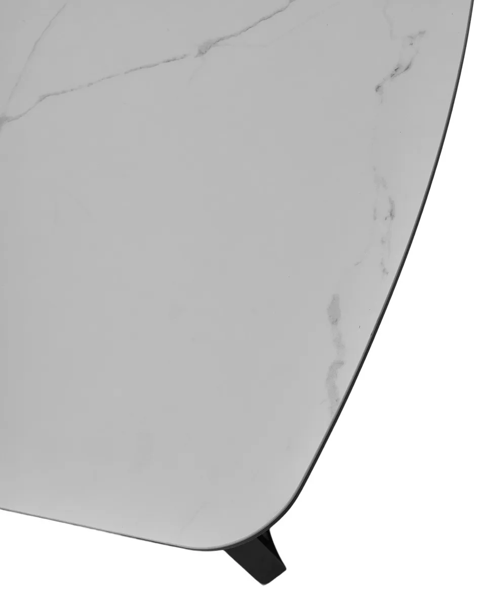 Стол RASMUS 160 TL-45 Белый мрамор испанская керамика / черный каркас