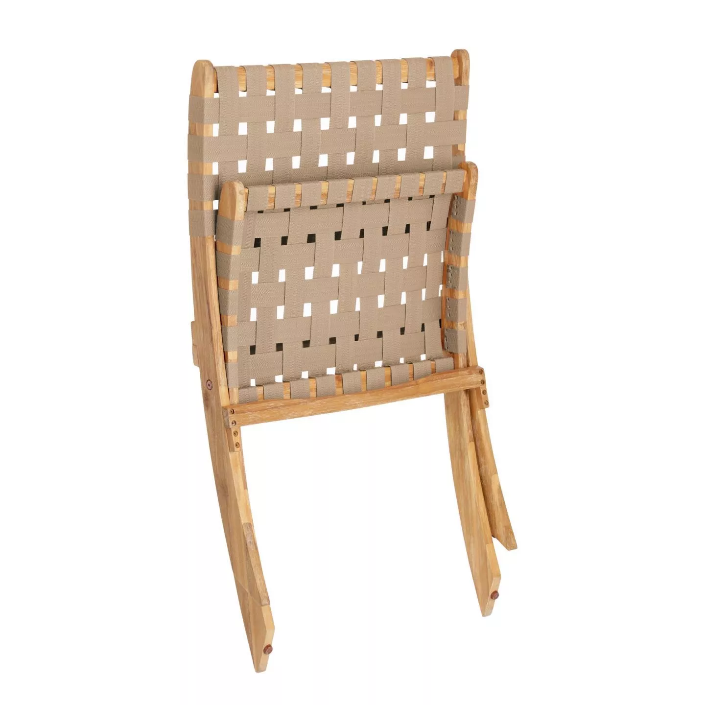 Складное кресло La Forma Chabeli из дерева акации и бежевого корда