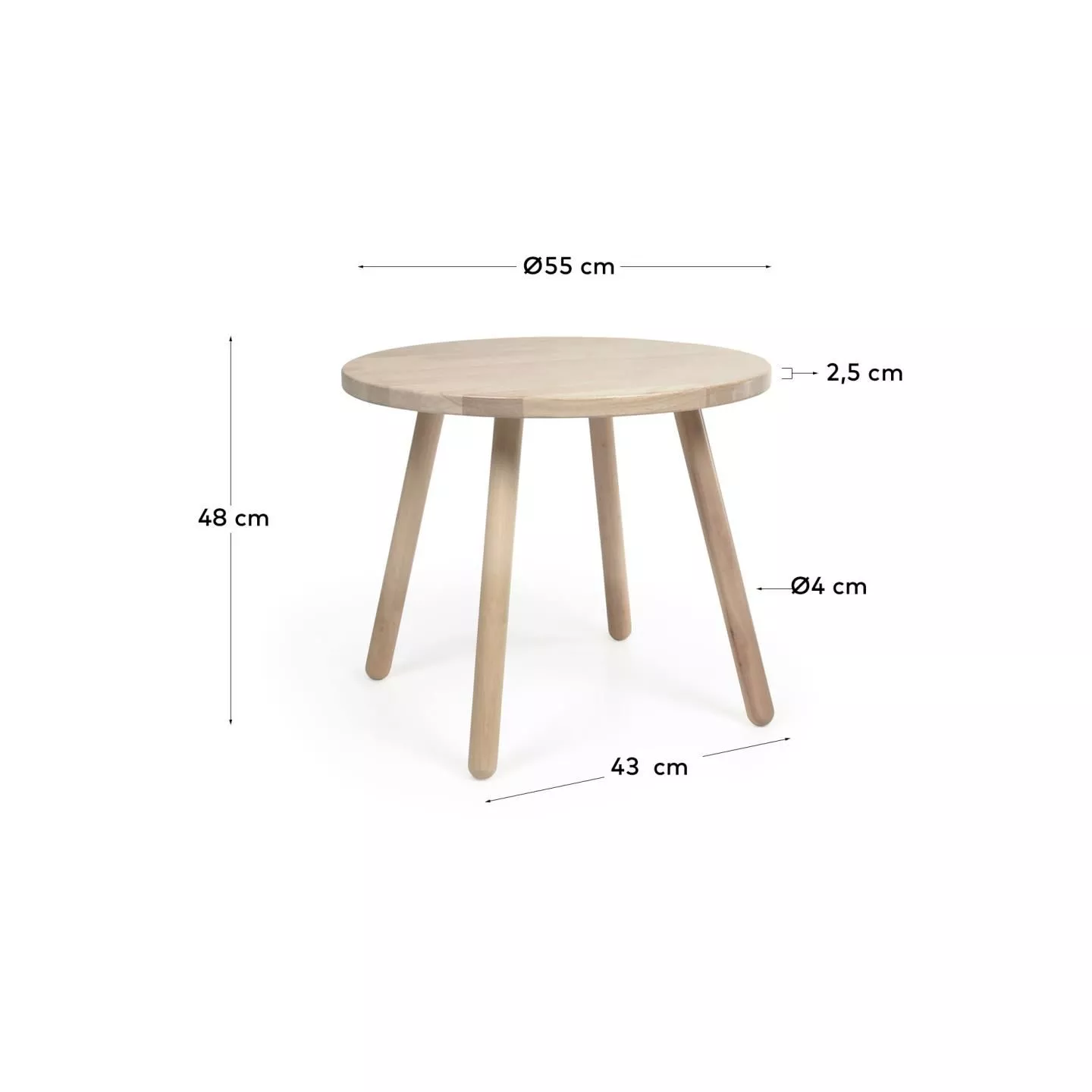 Круглый столик La Forma Dilcia из массива каучука d 55 см