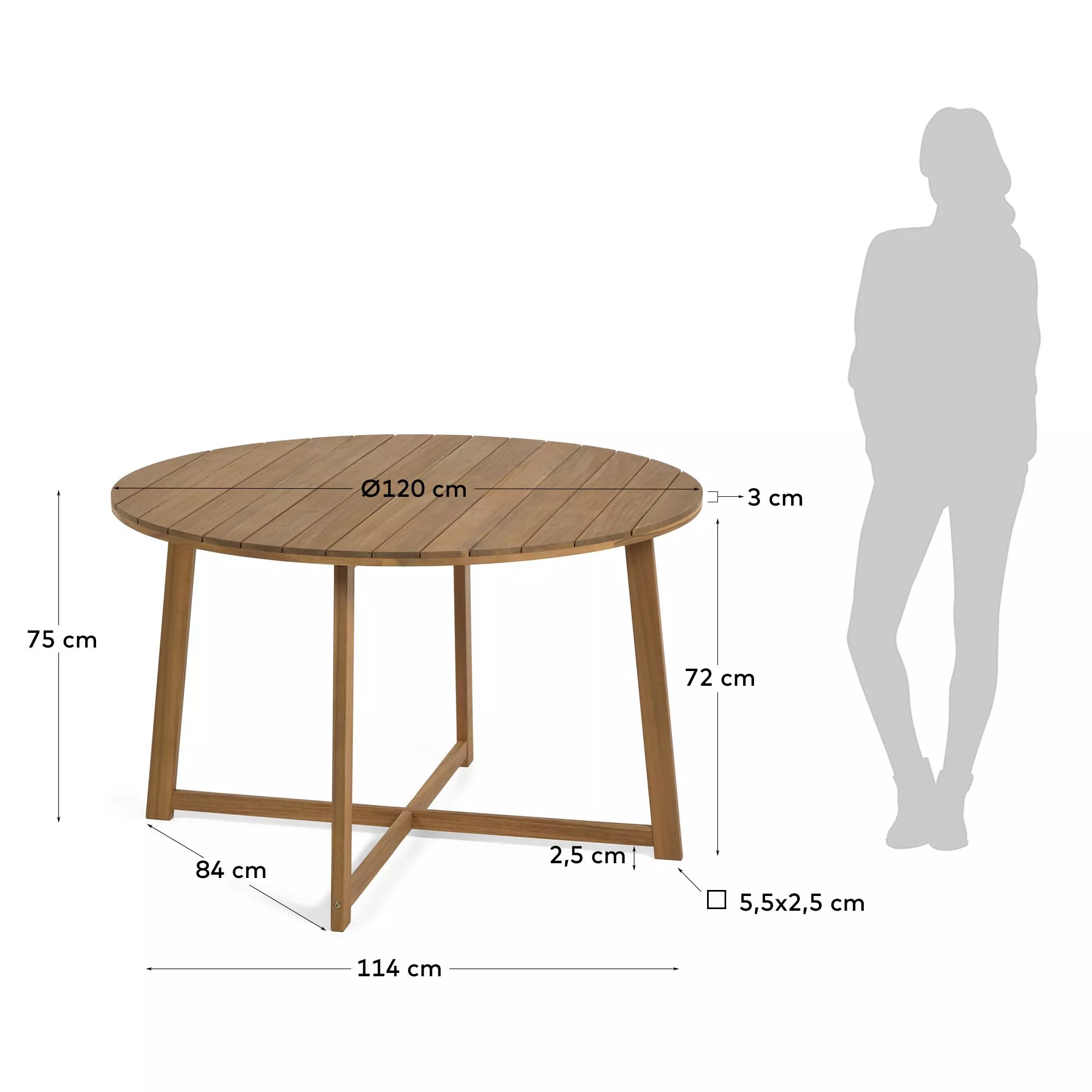 Круглый садовый стол La Forma Dafne из массива акации d 120 см