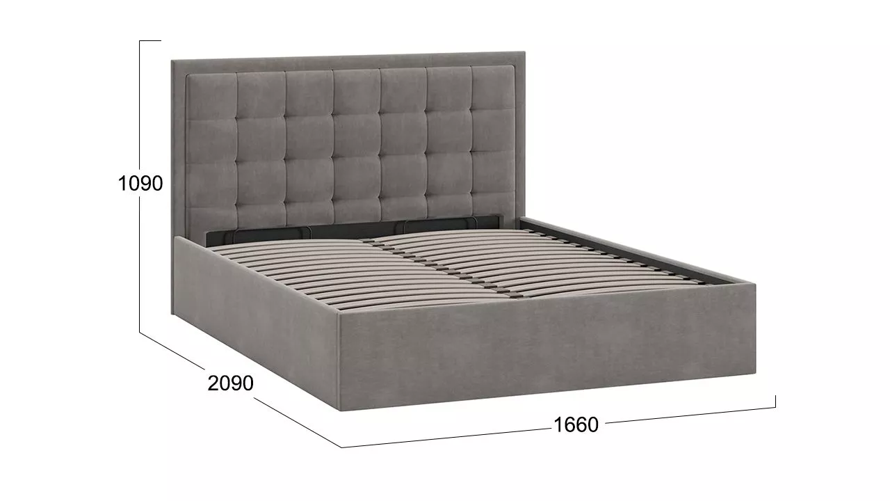 Кровать 160х200 Тип 1 с ПМ Ника велюр мокко темный
