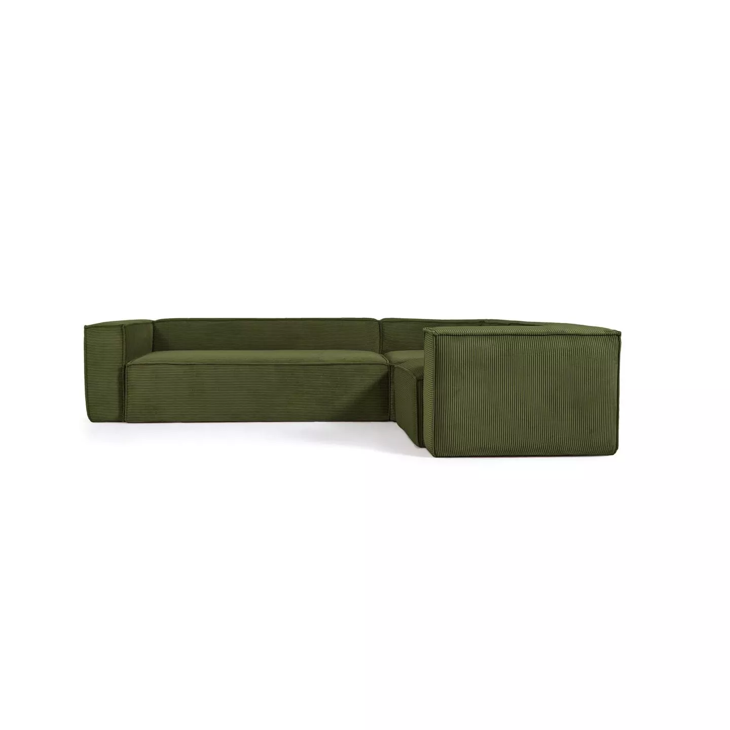 Угловой 5-местный диван La Forma Blok из плотного вельвета зеленого цвета 320 х 230 см