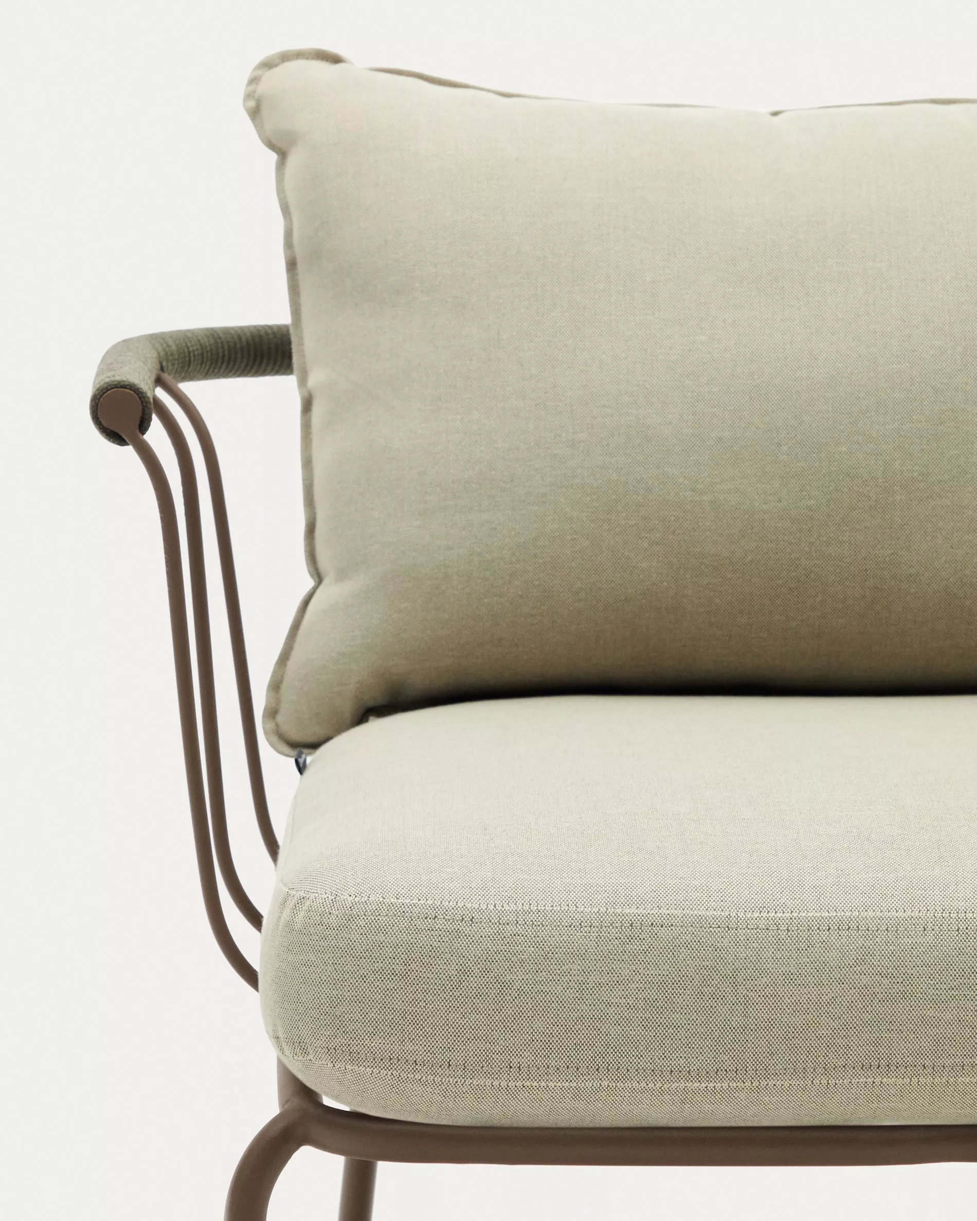 Кресло La Forma Salguer зеленый шнур и сталь с коричневой окраской