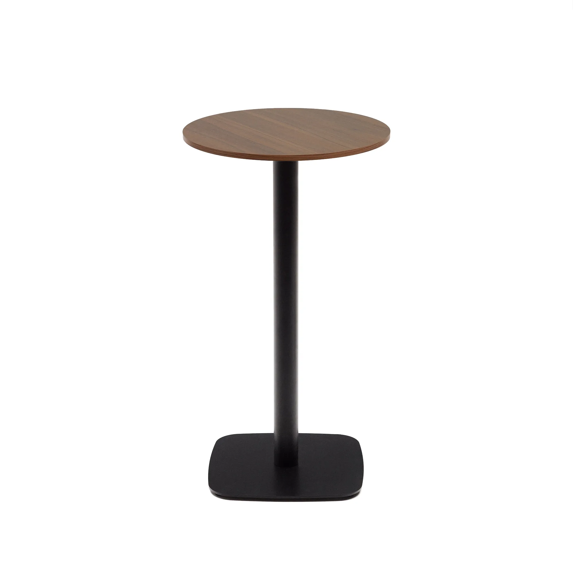 Круглый барный стол La Forma Dina с ореховой отделкой и металлической черной ножкой 60x60x96 177065