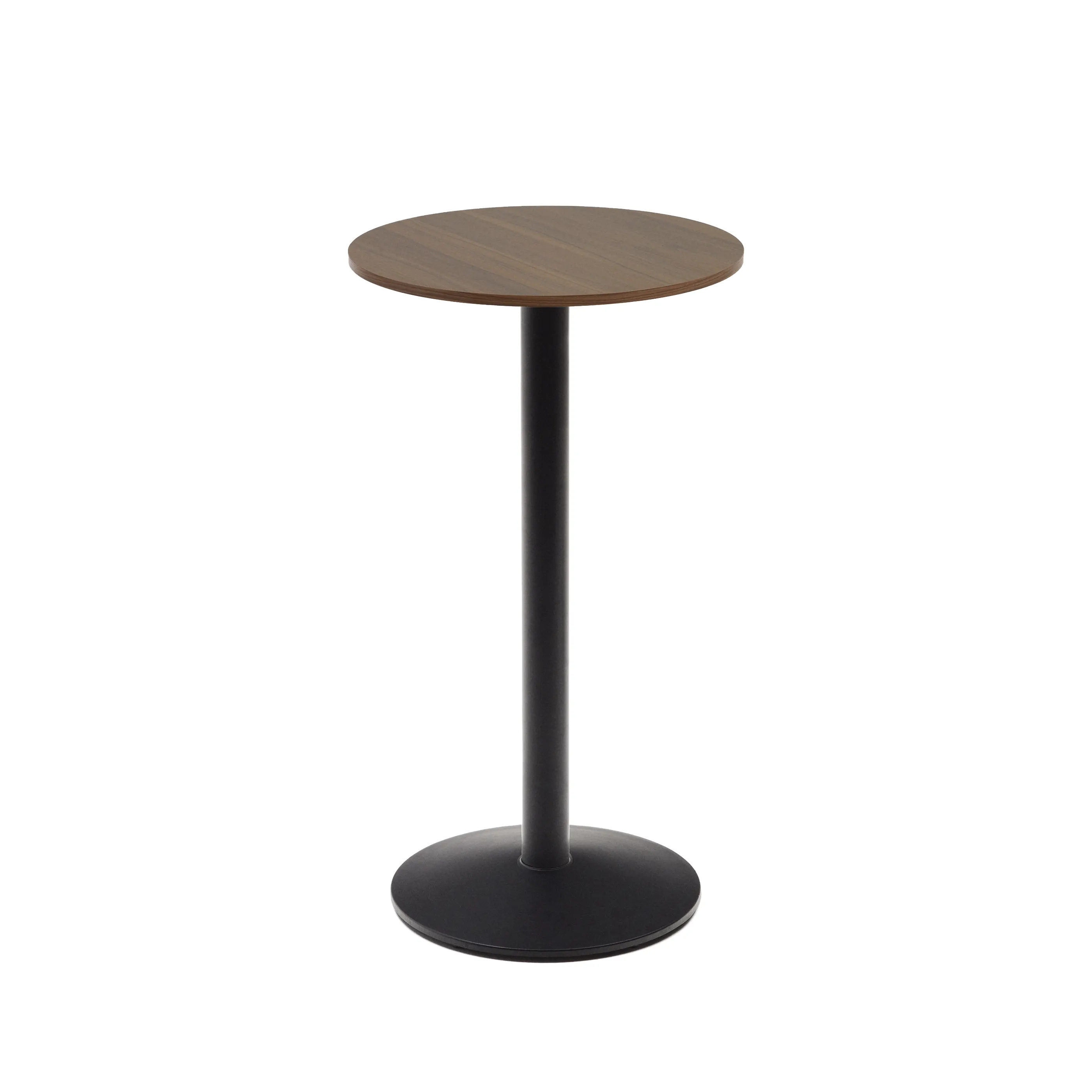 Круглый барный стол La Forma Esilda с ореховой отделкой и металлической черной ножкой 60x60x96 17708
