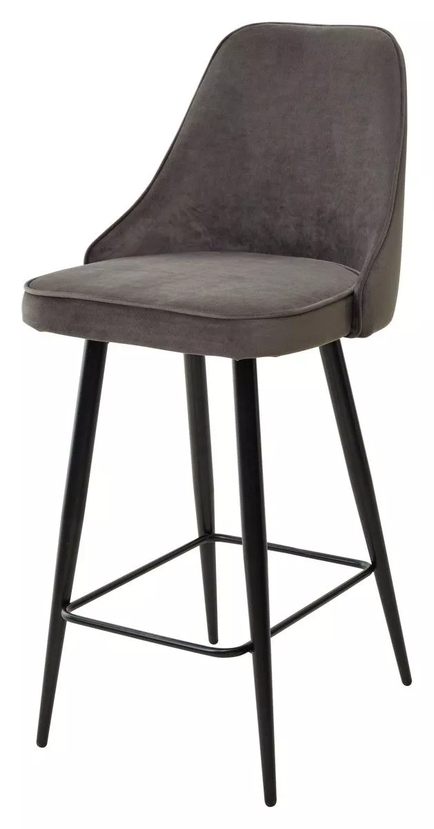 Полубарный стул NEPAL-PB ГРАФИТ велюр/ черный каркас H=68cm