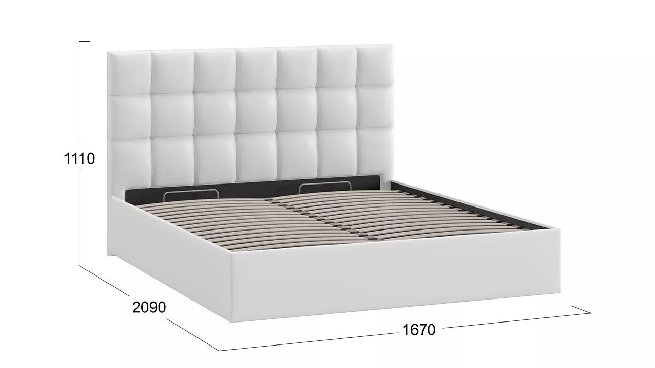 Кровать 160х200 с ПМ Тип 1 Эмбер экокожа белая