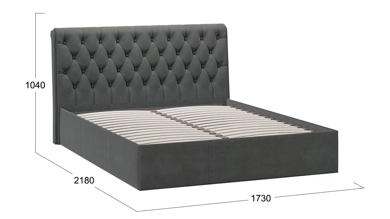 Кровать 160х200 тип 1 Скарлет Трия велюр графит