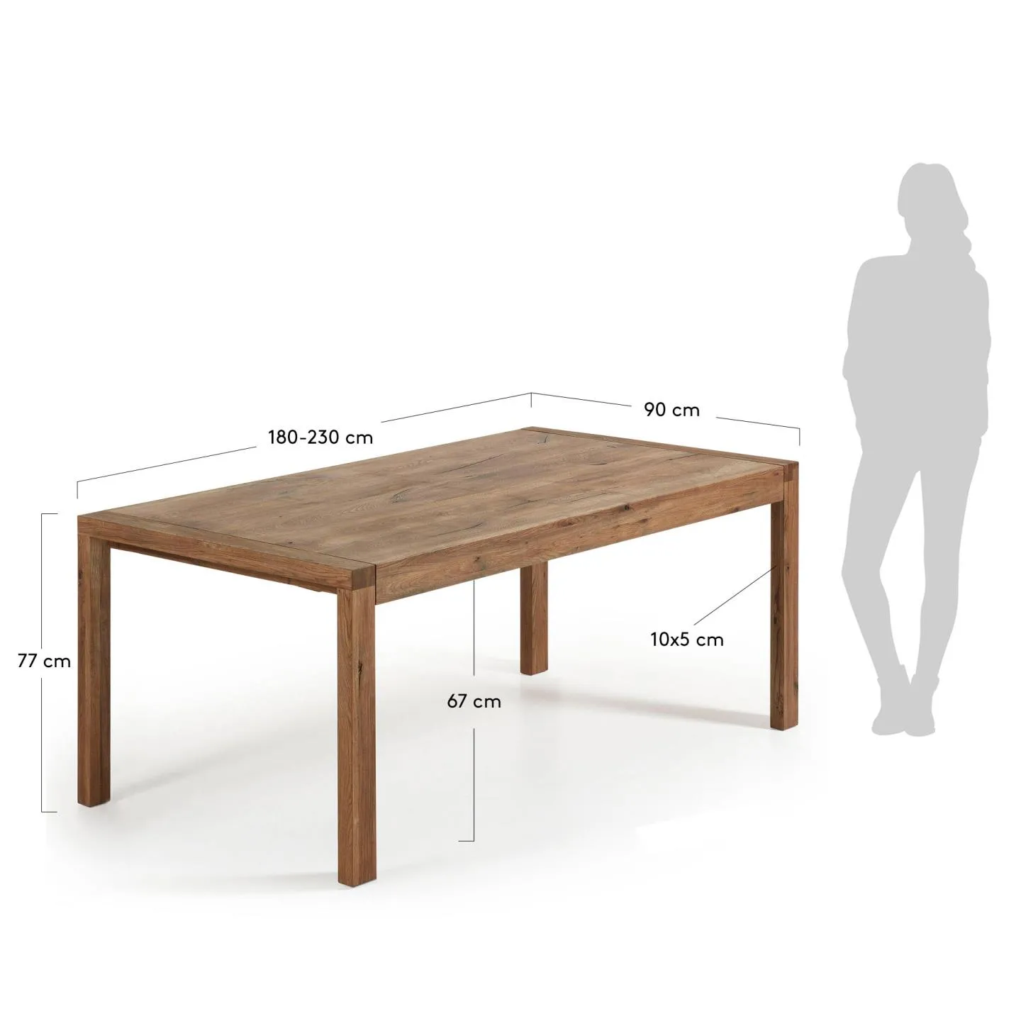 Обеденный стол La Forma Vivy состаренный дуб 180 (230) x 90 055360