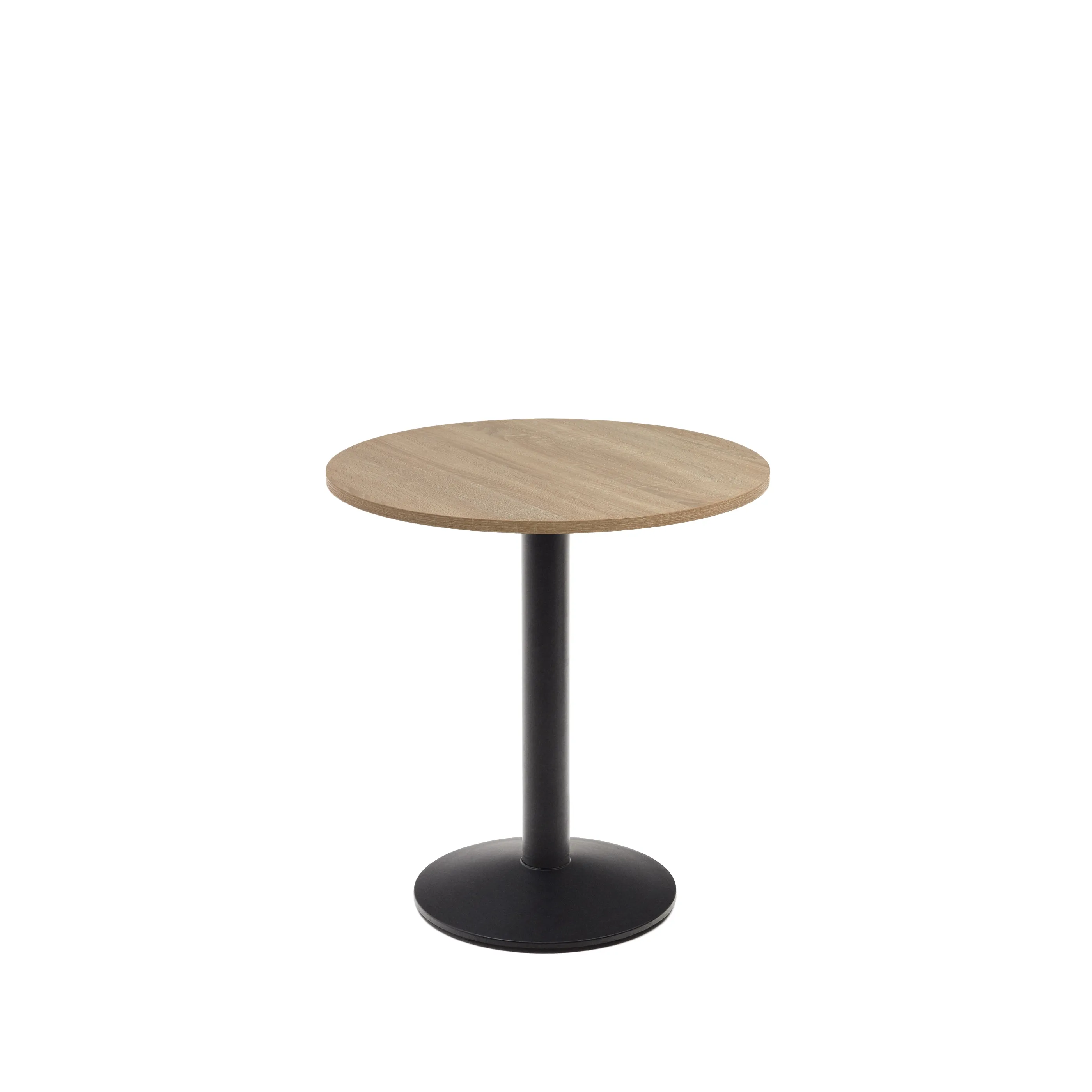 Круглый барный столик La Forma Esilda  натуральная отделка черная металлическая ножка 177987