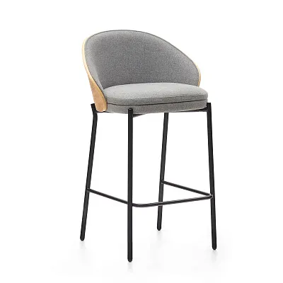 Барный стул La Forma Eamy светло-серый с отделкой из шпона ясеня 178070