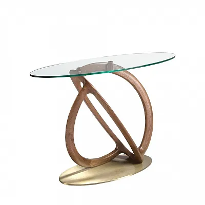 Консольный столик Angel Cerda 3246/CON16171 закаленное стекло и орех 173662