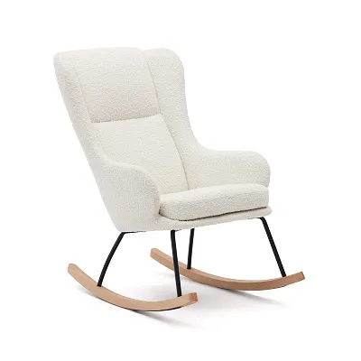 Кресло-качалка La Forma Maustin букле белое стальные ножки с деревом бука 172704