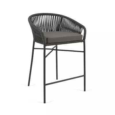 Веревочный полубарный стул La Forma Yanet черного цвета 65 см