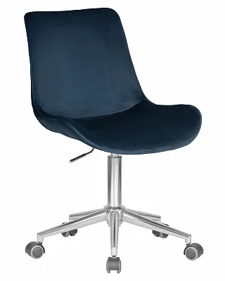 Кресло офисное DOBRIN DORA синий велюр 1922-20, хромированная сталь