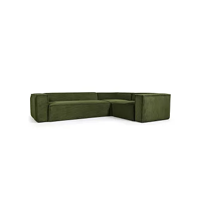 Угловой 5-местный диван La Forma Blok из плотного вельвета зеленого цвета 320 х 230 см