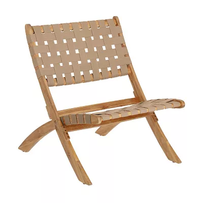 Складное кресло La Forma Chabeli из дерева акации и бежевого корда