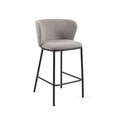 Полубарный стул La Forma Ciselia из серой ткани букле и металла 65 см 160256