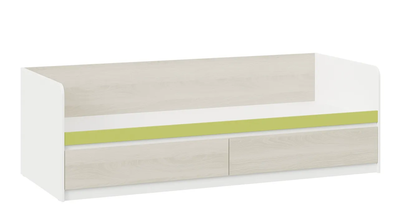 Кровать 80х200 с накладкой Сканди дуб гарден белый зеленый СМ-386.12.002