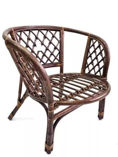 Кресло из ротанга Багама орех матовый (подушки твил обычные коричневые)