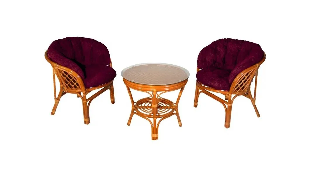 Комплект мебели из ротанга Багама дуэт коньяк (подушки шенилл полные коричневые)