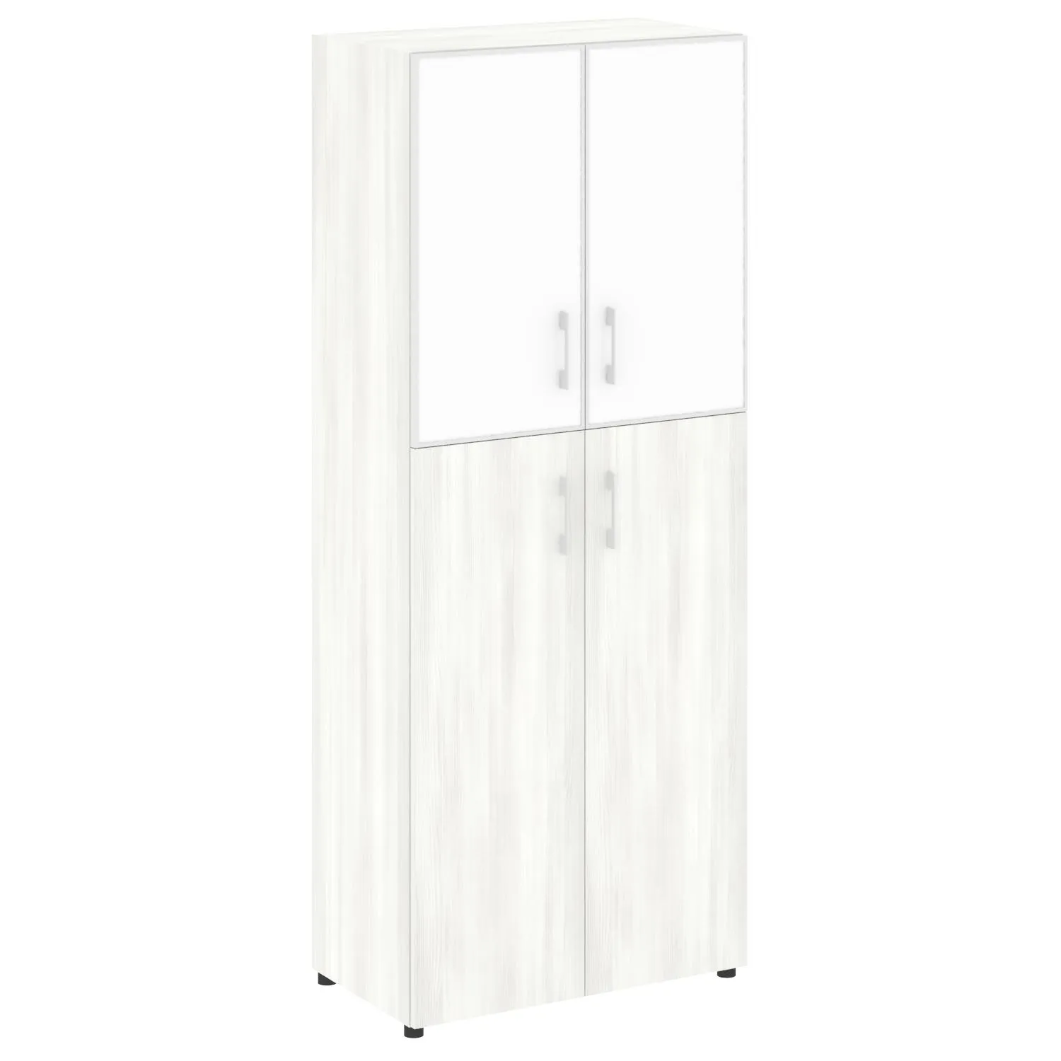 Шкаф (2 средних фасада + 2 низких фасада стекло лакобель белое в раме) Riva YALTA LT.ST-1.7 R white