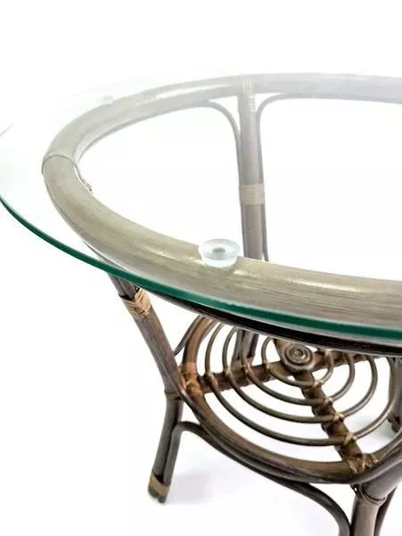 Комплект из ротанга Багама с диваном с круглым столом олива (подушки шенилл обычные светлые)