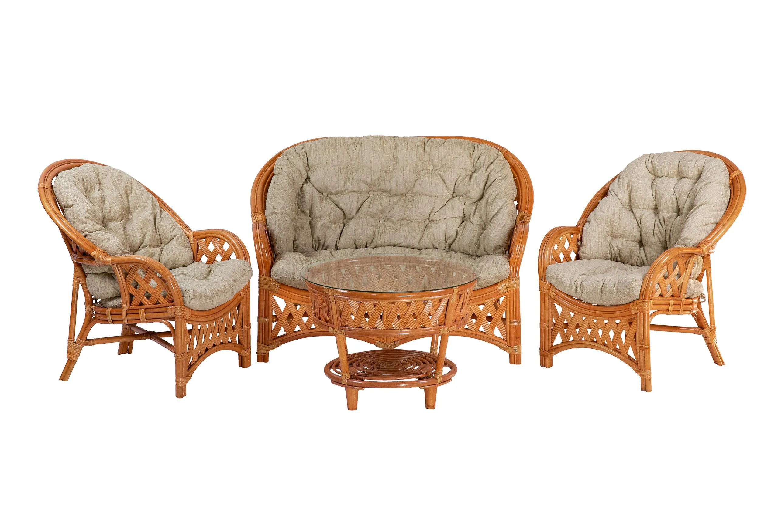 Комплект мебели из ротанга Черчилль (Рузвельт) с 2-х местным диваном коньяк
