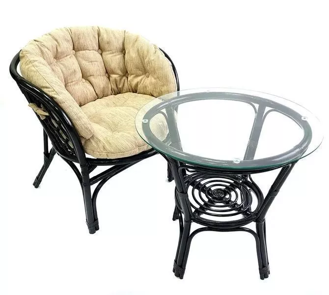 Кресло из ротанга Багама венге (подушки шенилл полные светлые)