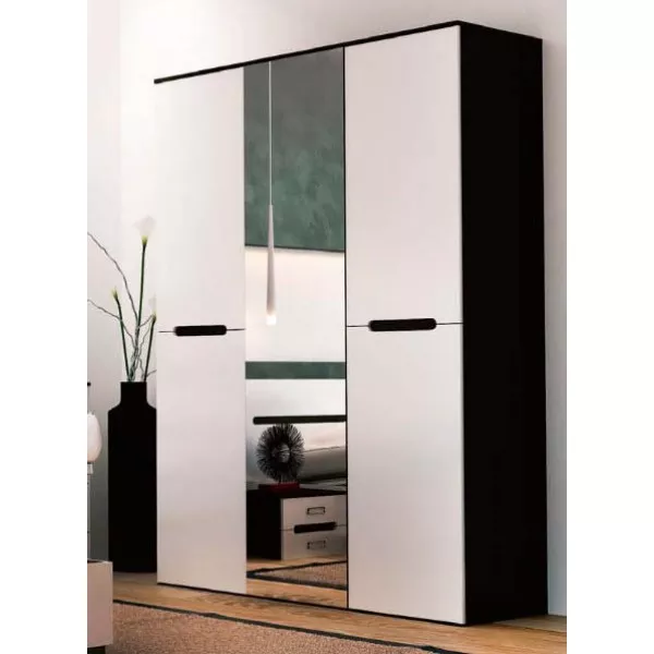 Шкаф для одежды ВЕГАС 3Д трехдверный Белый глянец / Венге