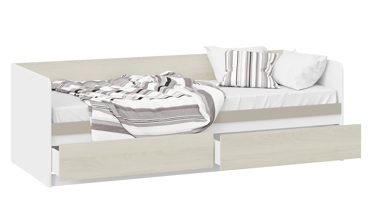 Кровать 80х200 с накладкой Сканди дуб гарден белый глиняный серый СМ-386.12.002