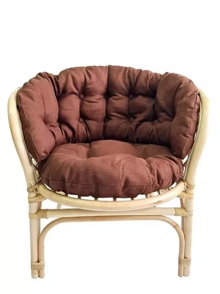 Кресло из ротанга Багама натуральный (подушки твил полные коричневые)