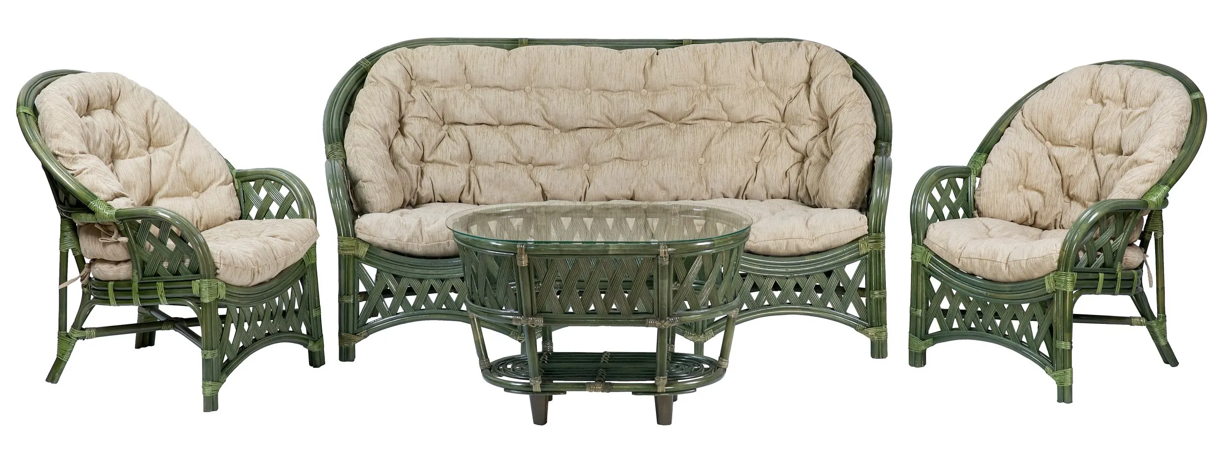 Комплект мебели из ротанга Черчилль (Рузвельт) с 3-х местным диваном и овальным столом олива