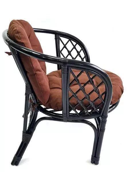 Кресло из ротанга Багама венге (подушки твил обычные коричневые)