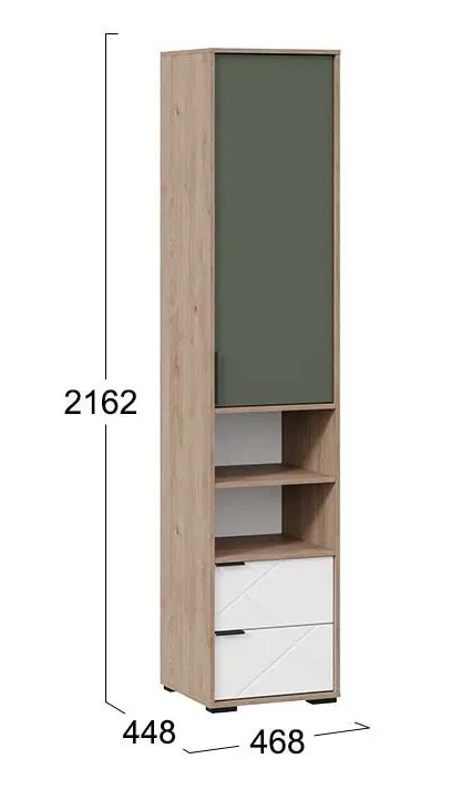 Шкаф комбинированный Лео гикори джексон белый матовый дымчатый зеленый ТД-410.07.20
