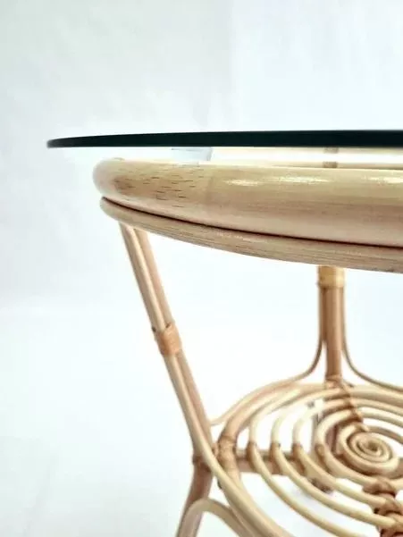 Комплект мебели из ротанга Багама дуэт с круглым столом натуральный (подушки шенилл обычные светлые)