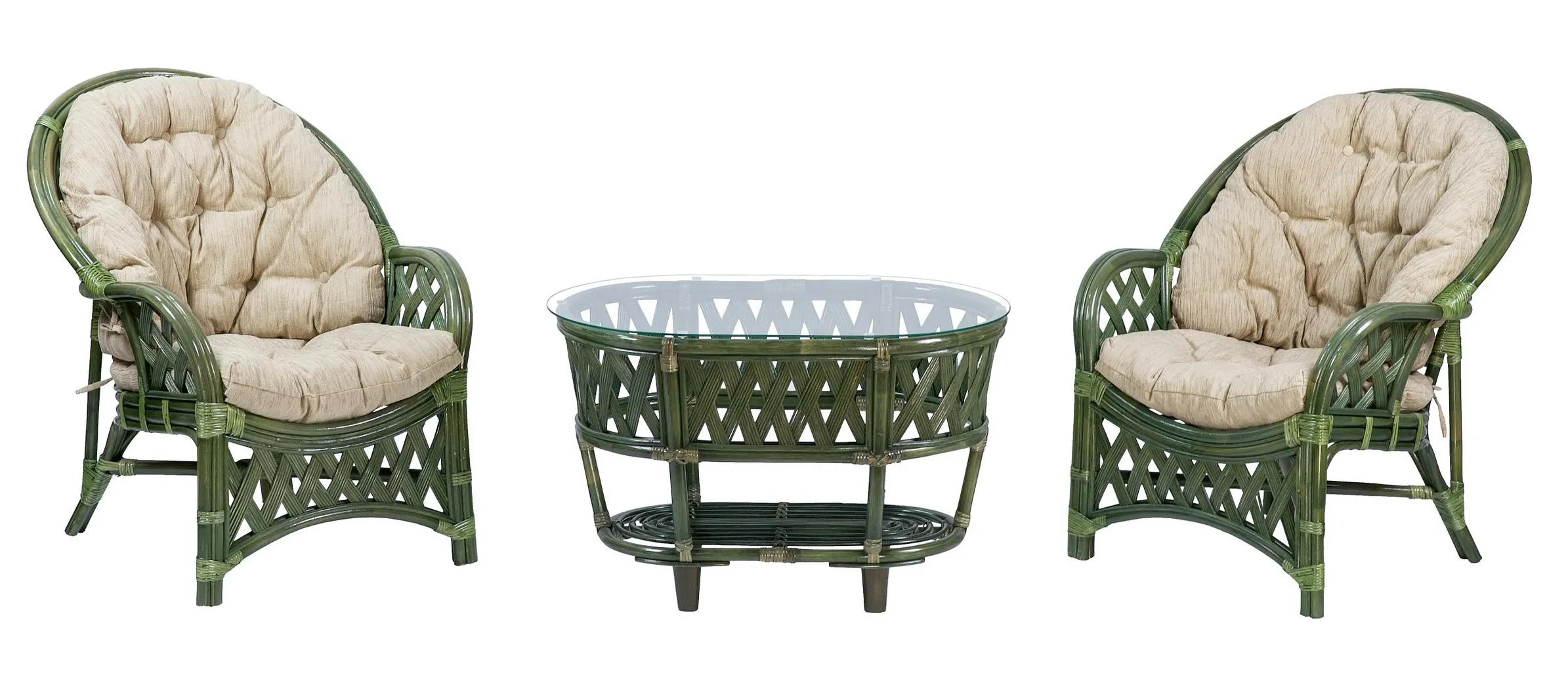 Комплект мебели из ротанга Черчилль (Рузвельт) дуэт с овальным столом олива