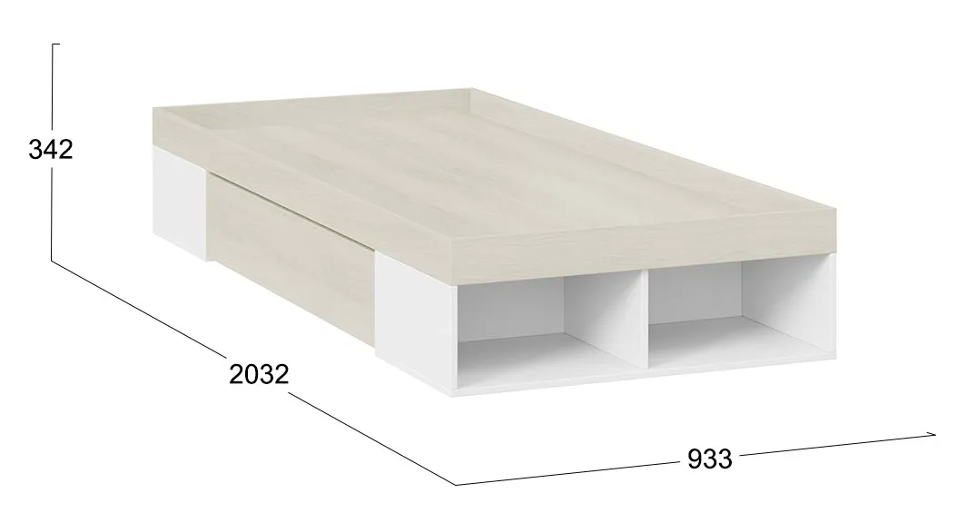 Кровать 90х200 с ящиком Сканди дуб гарден белый СМ-386.12.001
