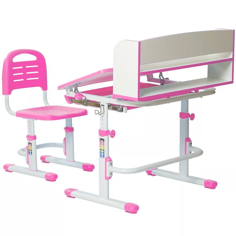 Комплект парта и стул (растущие) SET Holto-26 с надстройкой розовый