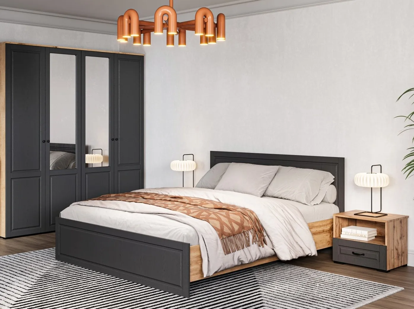 Двуспальная кровать с подъемным механизмом 160 см Лацио Сканди вотан графит
