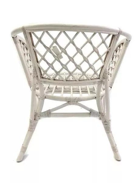 Кресло из ротанга Багама белый матовый (подушки шенилл полные светлые)