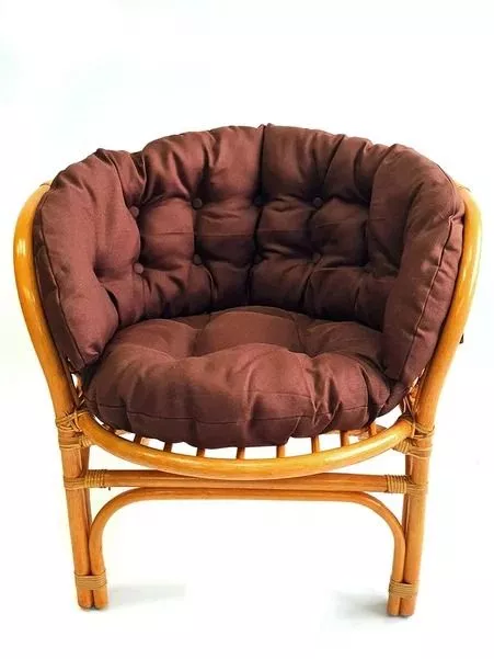 Комплект мебели из ротанга Багама дуэт с круглым столом коньяк (подушки твил полные коричневые)